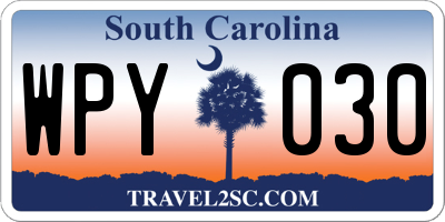 SC license plate WPY030