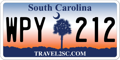 SC license plate WPY212