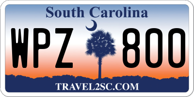 SC license plate WPZ800