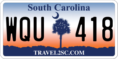 SC license plate WQU418