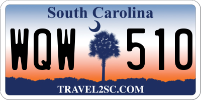 SC license plate WQW510