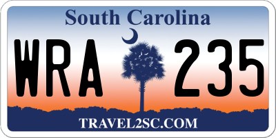 SC license plate WRA235