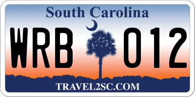 SC license plate WRB012