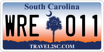SC license plate WRE011