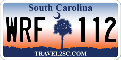 SC license plate WRF112