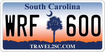 SC license plate WRF600