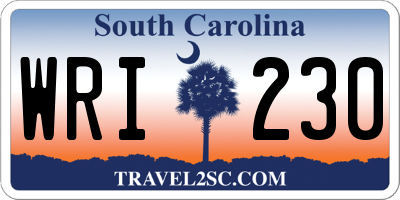 SC license plate WRI230