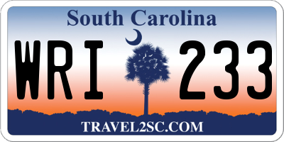 SC license plate WRI233