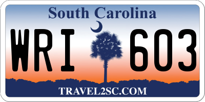 SC license plate WRI603
