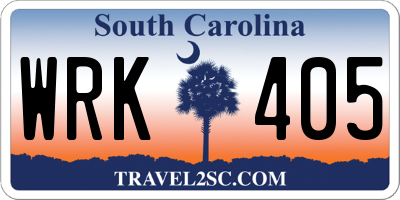 SC license plate WRK405