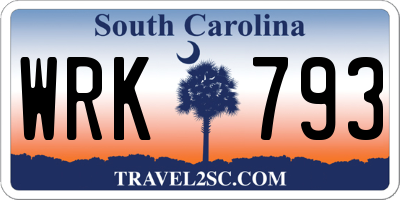SC license plate WRK793