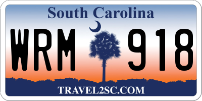 SC license plate WRM918