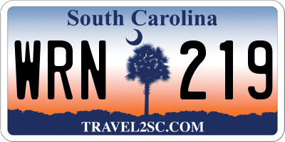 SC license plate WRN219