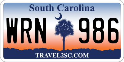 SC license plate WRN986