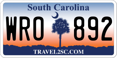 SC license plate WRO892