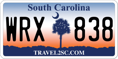 SC license plate WRX838