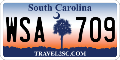 SC license plate WSA709
