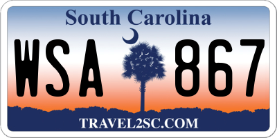SC license plate WSA867
