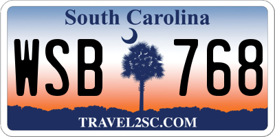 SC license plate WSB768