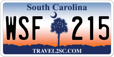 SC license plate WSF215