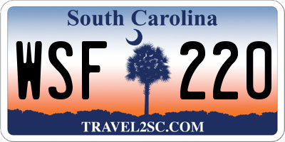 SC license plate WSF220