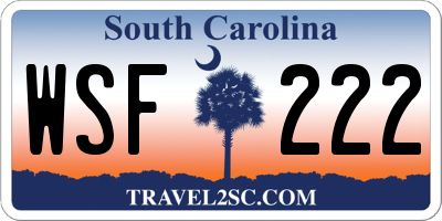 SC license plate WSF222