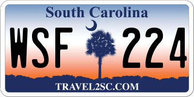 SC license plate WSF224