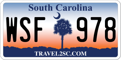 SC license plate WSF978