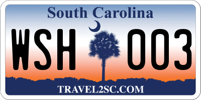 SC license plate WSH003