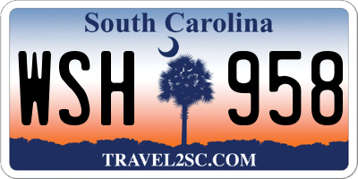 SC license plate WSH958