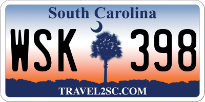 SC license plate WSK398