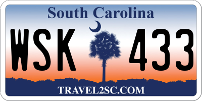 SC license plate WSK433