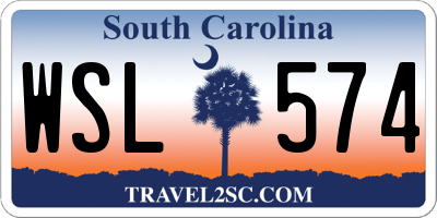 SC license plate WSL574