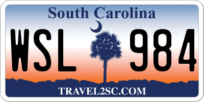 SC license plate WSL984