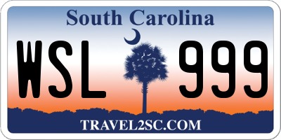 SC license plate WSL999