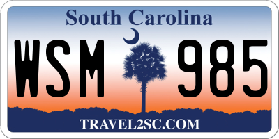 SC license plate WSM985