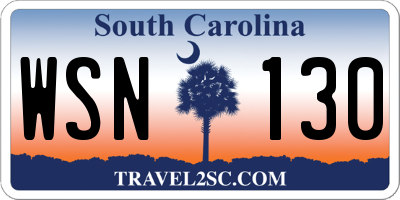 SC license plate WSN130