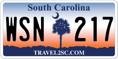 SC license plate WSN217