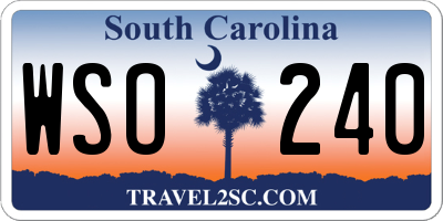 SC license plate WSO240