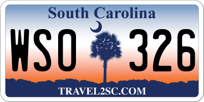 SC license plate WSO326