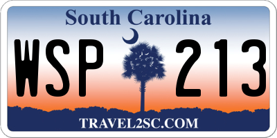 SC license plate WSP213