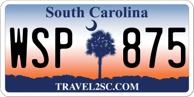 SC license plate WSP875