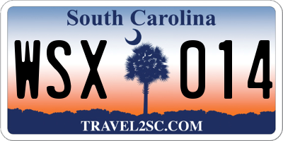 SC license plate WSX014