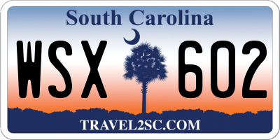 SC license plate WSX602