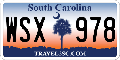 SC license plate WSX978