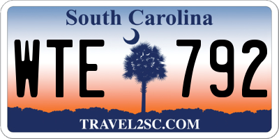SC license plate WTE792