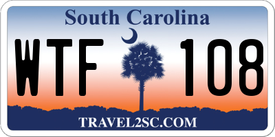 SC license plate WTF108