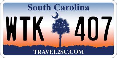 SC license plate WTK407