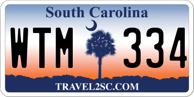 SC license plate WTM334