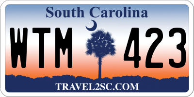 SC license plate WTM423